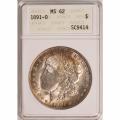 Certified Morgan Silver Dollar 1891-O MS62 ANACS