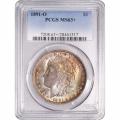 Certified Morgan Silver Dollar 1891-O MS63+ PCGS toned
