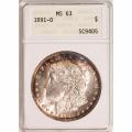 Certified Morgan Silver Dollar 1891-O MS63 ANACS