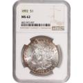 Certified Morgan Silver Dollar 1892 MS62 NGC