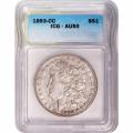 Certified Morgan Silver Dollar 1893-CC AU50 ICG