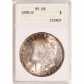 Certified Morgan Silver Dollar 1899-O MS64 ANACS
