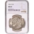 Certified Morgan Silver Dollar 1921-S MS64 NGC