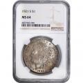 Certified Morgan Silver Dollar 1921-S MS64 NGC Toning