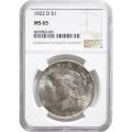 Certified Peace Silver Dollar 1922-D MS65 NGC