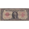 1923 $1 Red Seal United States Note Good