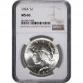 Certified Peace Silver Dollar 1924 MS66 NGC