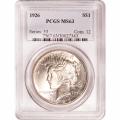 Certified Peace Silver Dollar 1926 MS63 PCGS