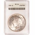 Certified Peace Silver Dollar 1934 MS64 ANACS