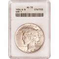 Certified Peace Silver Dollar 1934-S AU50 ANACS