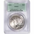 Certified Peace Silver Dollar 1935 MS62 PCGS