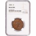 Certified Large Cent 1848 MS62BN NGC