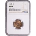 Certified Indian Head Cent 1860 MS64 NGC