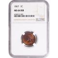 Certified Indian Head Cent 1867 MS64RB NGC