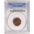 Certified Indian Head Cent 1901 MS64 PCGS