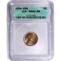 Certified Lincoln Cent 1909 VDB MS62 RB ICG
