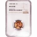 Certified Lincoln Cent 1909 VDB MS64RB NGC
