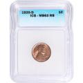 Certified Lincoln Cent 1920-D MS63RB ICG