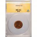 Certified Lincoln Cent 1924-D MS61 BN ANACS