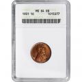Certified Lincoln Cent 1931 MS64RB ANACS