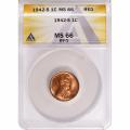 Certified Lincoln Cent 1942-S MS66RD ANACS