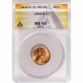 Certified Lincoln Cent 1945-D MS65RD ANACS
