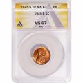 Certified Lincoln Cent 1945-S MS67RB ANACS