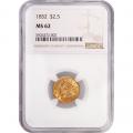 Certified $2.5 Gold Liberty 1852 MS62 NGC
