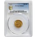 Certified $2.5 Gold Liberty 1852 MS63 PCGS
