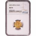 Certified $2.50 Gold Liberty 1873 Open 3 AU55 NGC