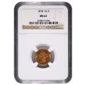 Certified $2.5 Gold Liberty 1878 MS61 NGC