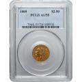 Certified US Gold $2.5 Indian 1909 AU55 PCGS