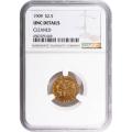Certified $2.5 Gold Indian 1909 UNC Details NGC