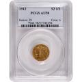 Certified $2.5 Gold Indian 1912 AU58 PCGS