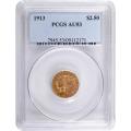Certified $2.5 Gold Indian 1913 AU53 PCGS