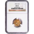 Certified $2.5 Gold Indian 1926 MS63 NGC