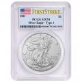 Certified Uncirculated Silver Eagle 2021 MS70 PCGS First Strike Type 1