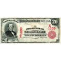 1902 $20 National Bank Note Red Seal Phillipsburg New Jersey Charter #1239 Fine