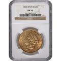 Certified US Gold $20 Liberty 1873 Open 3 AU53 NGC