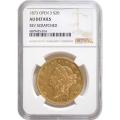 Certified $20 Gold Liberty 1873 Open 3 AU Details NGC