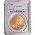 Certified US Gold $20 Liberty 1874-S AU58 PCGS