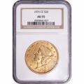Certified $20 Gold Liberty 1876-CC AU55 NGC
