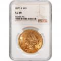 Certified US Gold $20 Liberty 1876-S AU58 NGC 