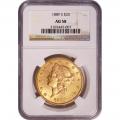 Certified US Gold $20 Liberty 1889-S AU58 NGC