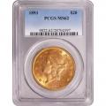 Certified US Gold $20 Liberty 1893 MS62 PCGS