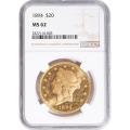 Certified $20 Gold Liberty 1894 MS62 NGC Prooflike Obverse