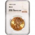 Certified US Gold $20 Liberty 1899-S MS61 NGC (A)