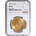 Certified US Gold $20 Liberty 1906-D MS63 NGC
