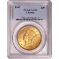 Certified US Gold $20 Liberty 1907 AU58 PCGS