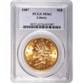 Certified US Gold $20 Liberty 1907 MS62 PCGS